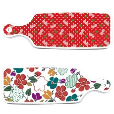 로엠디자인 floral 목련 혼합보드 서빙 도마 2p 세트, floral 목련 혼합보드, 레드체리보드, 1세트