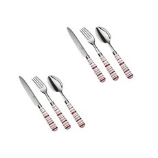 퀴드노비 디너 포크 나이프 3종 2인세트, 산타크루즈 레드, 테이블 나이프 2p + 스푼 2p + 포크 2p