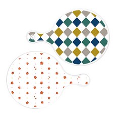 로엠디자인 서빙 도마 보드 2p 레트로다이아몬드패턴원형보드 세트, 레트로다이아몬드패턴원형보드, 장단색나팔꽃원형보드, 1세트