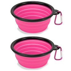 딩동펫 애견 접이식 식기, 핑크, 2개