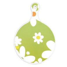 로엠디자인 양면 원형 서빙 도마 보드, floral design하얀개나리 + 초코도넛, 1개