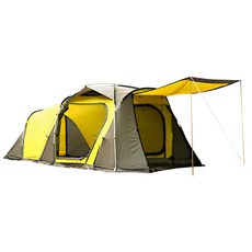 캠핑스토리 반포텍 오픈에어 2룸 텐트 거실형 리빙쉘 텐트, 그린 + 그레이 + 화이트, 4인용
