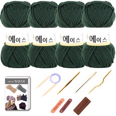 마마니트 울에이스 뜨개질 DIY 패키지, 1세트, 504다크그린