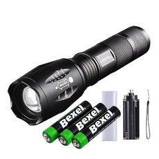 울트라루멘 LED 후레쉬 CREE-XML-T6 손전등 ULT-02 + AAA건전지 3p, 블랙, 1세트