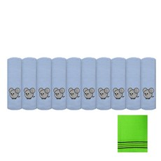 송월타월 12간지 꾸러기캐릭터 타올 10p 130g 면사 + 때밀이, 쥐(하늘), 1세트