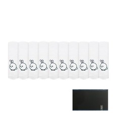 송월타월 12간지 꾸러기캐릭터 타올 10p + 빅다이아 블랙 때타올70, 토끼(아이보리), 1세트