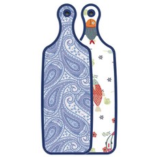 로엠디자인 블루에디션 양면 서빙도마 물고기패턴, 청백색라인아트, 1개