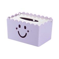 블럭마트 스마일 사각 티슈케이스 퍼플, 1개