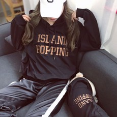 Noland S&H ISLAND HOPPING 후드 견주 반려견 커플 옷, 블랙