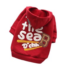 까망코 the sea B 반려견 후드티, 레드