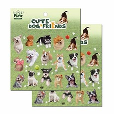 쁘띠팬시 DA5440 Cute Dog Friends 스티커, 혼합 색상, 2개입