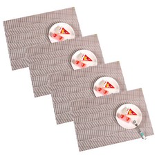 앤티스 빗살무늬 PVC 테이블매트 4p, 베이지, 45 x 30 cm