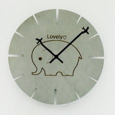 클라우디아 뽀짝 에코보드 동물 그림 벽시계 A형 코끼리 블랙비행기, 연그레이