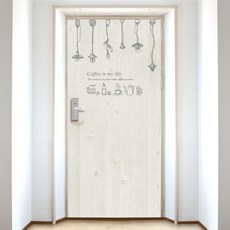 디자인수풀 현관문 시트 빈티지 러블리 브라더 램프 6 고급 엠보싱 우드목, 아이보리