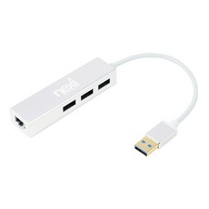 넥시 USB3.0 USB 허브 3포트 기가비트 유선 랜카드 NX-UH3P1L, 화이트