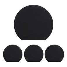 에이드엘 하프문 실리콘 컵받침 4P, 블랙, 4개