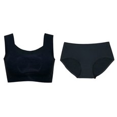 비버리힐스폴로클럽 여성용 심리스 누드 런닝형 브라 블랙 + 팬티 블랙 세트