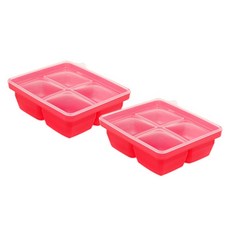베이비앤아이 실리콘 이유식큐브 4칸 2p, 레드