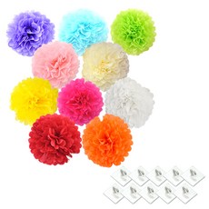 파티쇼 파티꽃볼 25cm 10p + 고리마운트 10p, 혼합 색상