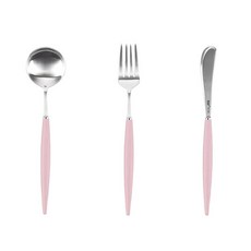 보겐 국산 몽블랑 에펠 샤틴 디저트 커트러리 세트, 핑크, 라지티스푼1p + 샐러드포크1p + 버터나이프1p