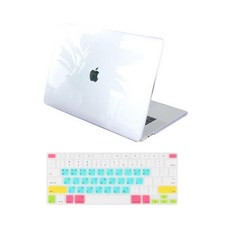 뉴비아 맥북용 레인보우 키스킨 + 크리스탈 하드케이스 투명 맥북프로15 A1286, 혼합 색상, 1세트