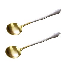 테이블아트 국산 웨이브 투톤 샐러드스푼, 골드 + 실버, 2개