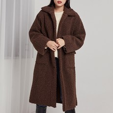 SOLOIST 여성용 빅포켓 테디베어 싱글 롱 코트 SADJ4909