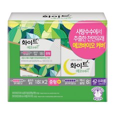 화이트 에코프레시 울트라슬림 중형 생리대 날개형 18p x 2팩 + 맥시슬림 수퍼롱 생리대 날개형 8p 세트, 1세트
