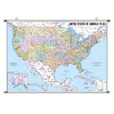 지도닷컴 족자형 미국 지도 소 110 x 78 cm + 족자 걸이 + 세계지도 세트, 1세트 
