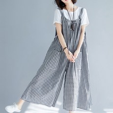 하이웨스트 와이드 멜빵 점프수트 WOVE9660