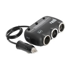 넥시 차량용 시거잭 3구 USB 2포트 멀티 소켓 퀄컴 NX891, NX-3SOCK, 블랙