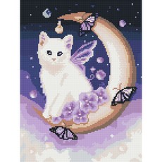 아트조이 DIY 보석십자수 캔버스형 30 x 40 cm, 달빛 고양이, 1개