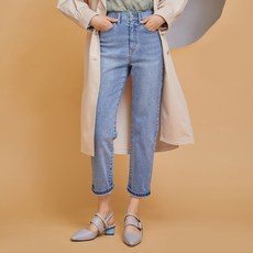 로엠 여성용 하이웨이스트 일자핏 청바지
