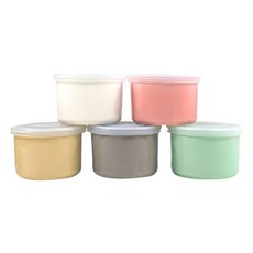 블루마마 도자기 이유식 밀폐보관용기 250ml 5종세트, 핑크, 베이지, 민트, 그레이, 화이트, 1세트