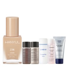 한율 커버파운데이션 글로우 30ml + 아모레퍼시픽 기초케어 5종 세트, 차분한베이지, 1세트