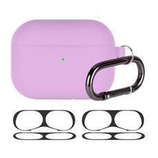 구스페리 머큐리 에어팟 프로 실리콘 케이스 + 철가루 방지 스티커 랜덤발송 2p + 카라비너, 단일상품, 핑크 퍼플