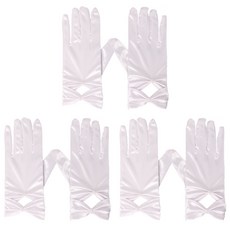 파티공구 리본 손목공단장갑, 화이트, 3개