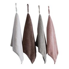 조이멀티 마카롱 극세사 고리수건 25 x 25 cm 4p, 화이트, 핑크, 브라운, 베이지, 1세트