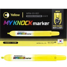 마이펜 마이 노크 마카 형광펜, YELLOW, 12개