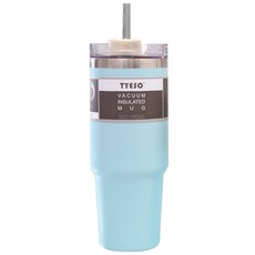 TYESO 진공단열 대용량 빨대 텀블러, 스카이블루, 890ml