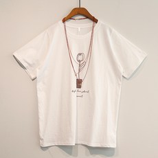 이얀 화분 면 라운드 반팔 티셔츠