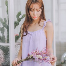 여성용 순면 모닝 요루면 프릴슬립 홈웨어 원피스형 잠옷