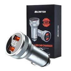 카템 풀메탈 LED QC3.0 듀얼 차량용 고속 충전기 36W, CT095, 혼합색상