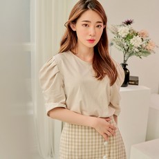 반에이크 여성용 오 파티쉐 퍼프 반팔 티셔츠