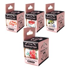 투영디자인 데코 마스킹 테이프 랜덤발송 30mm x 5m + 패키지박스 핑크, 혼합색상, 4세트