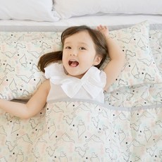 아띠블랑 아이스 인견 유아 여름 침구 와이드 베개 + 블랭킷 + 패드 세트, 디노포레스트