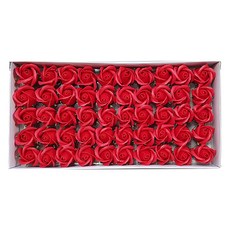 이플린 조화 2겹 장미 비누꽃 꽃머리 50p + 일반꽃대 50p, 빨강
