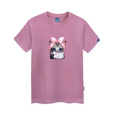 진마니아 리본 고양이 라운드 빅사이즈 반팔티 TS-403