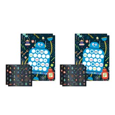 멜로우 로봇 칭찬 스티커 4p + 판 4p 세트, 혼합색상, 1세트