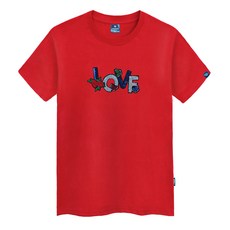진마니아 LOVE 스팽글 자수 라운드 남녀공용 빅사이즈 반팔티 TS-801
